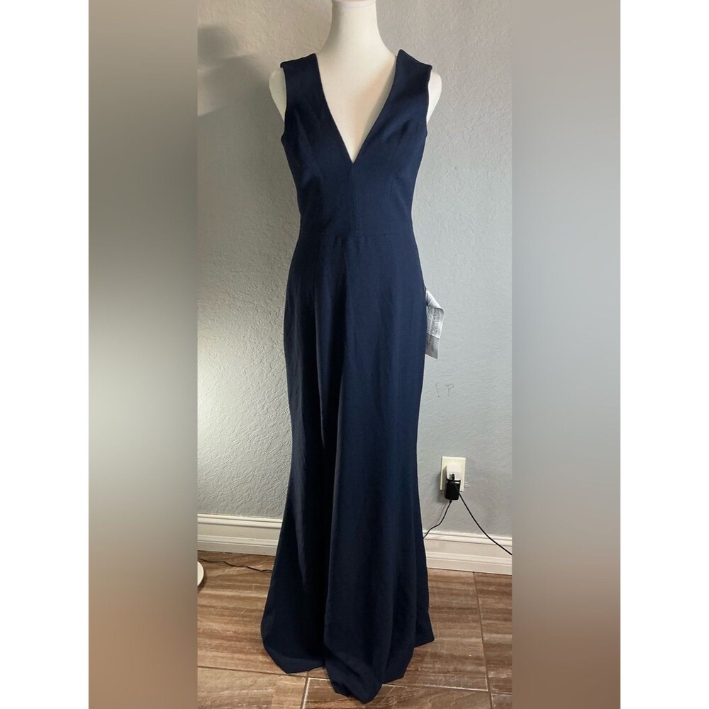 Dress the Population Women Navy vNeck Maxi NWT SIZE S Wending GUEST PARTY DRESS